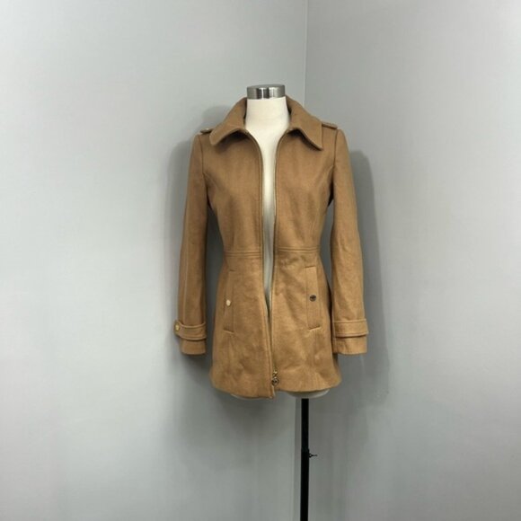 Michael Kors Tan Wool Pea Coat Jacket - Picture 1 of 16
